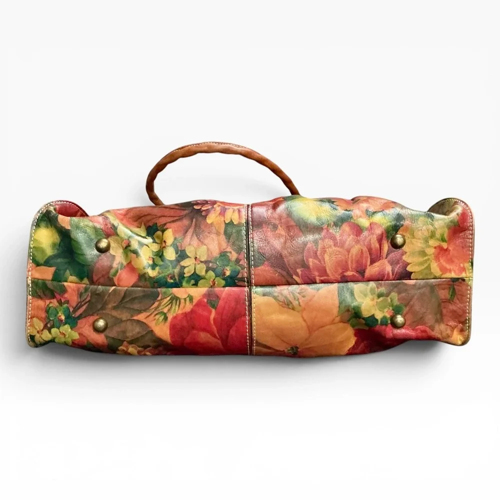 Patricia Nash Lionel Satchel XL Leather Floral Print Shoulder Bag  Purse